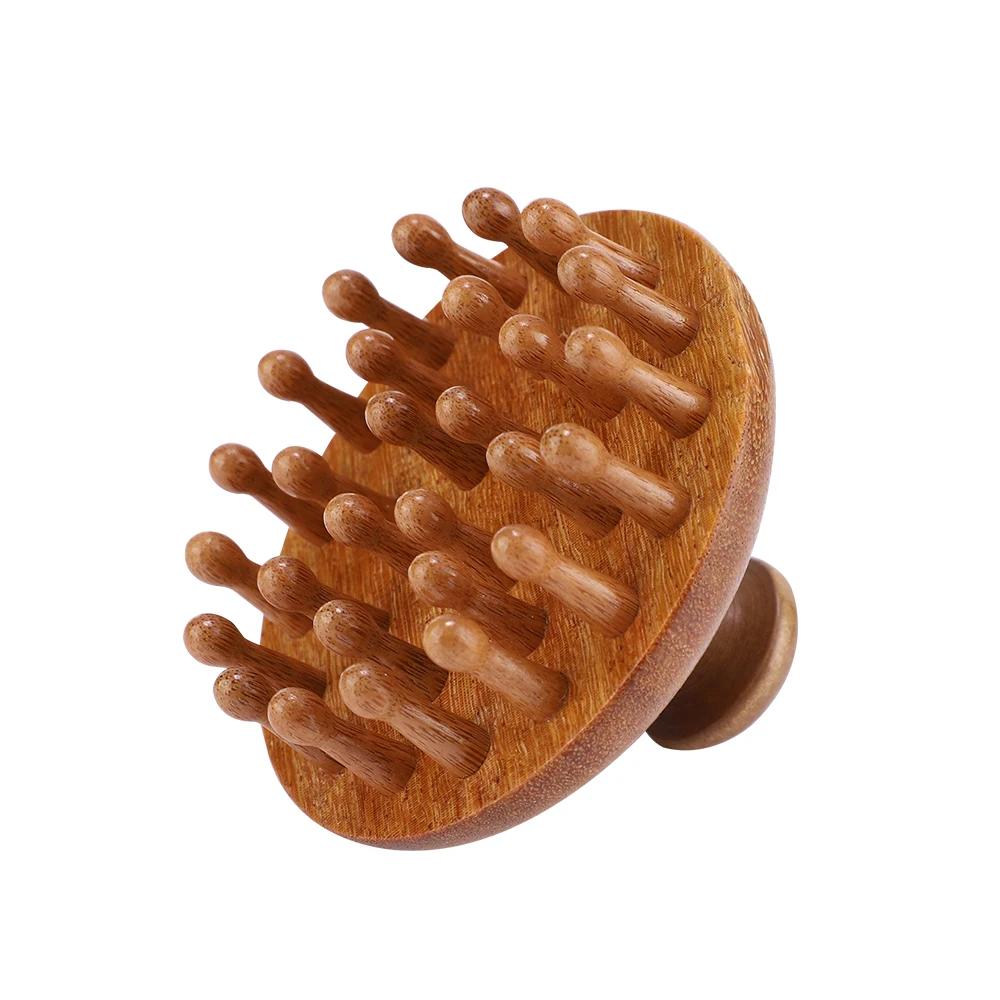 Pente de Massagem Multifuncional de Madeira, Massageador de Couro Cabeludo, Massageador Corporal de Sândalo Natural com Dentes Circulares para Guasha - Image 1