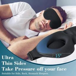 Máscara de Olhos para Dormir de Lado, Máscara de Olhos Blackout para Homens e Mulheres, Máscara de Olhos Luxuosa com Alça de Ombro Ajustável para Viagem - Image 3