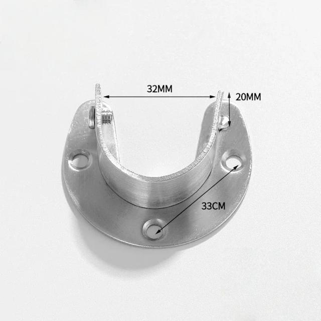 304 flange de aço inoxidável assento guarda-roupa cabide haste tubo gancho suporte fixo assento fixação cortina haste acessórios ferragem