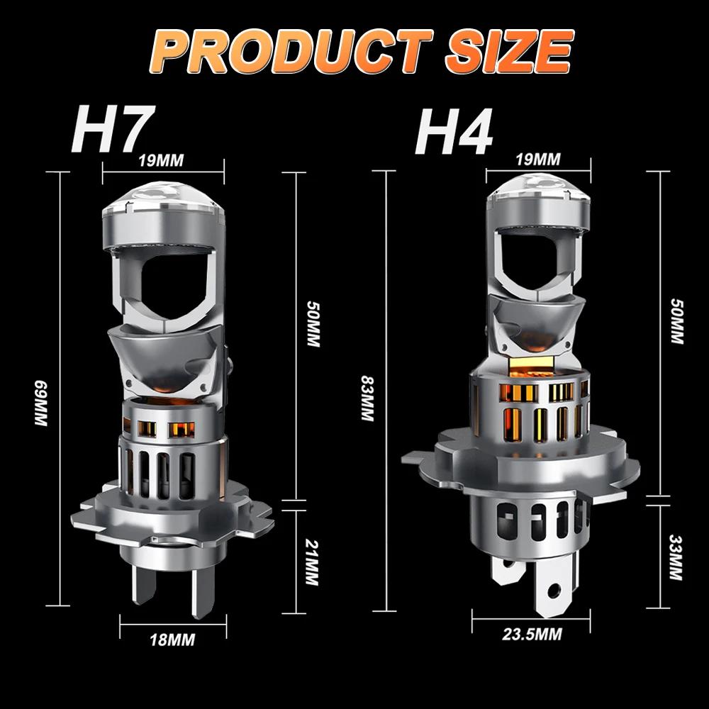 Lâmpada de Farol LED H4 H7 com Lente Projetora 5.500.000LM, Luz LED Canbus de Alta Potência para Upgrade Automotivo, Mini Farol de Carro - Image 1