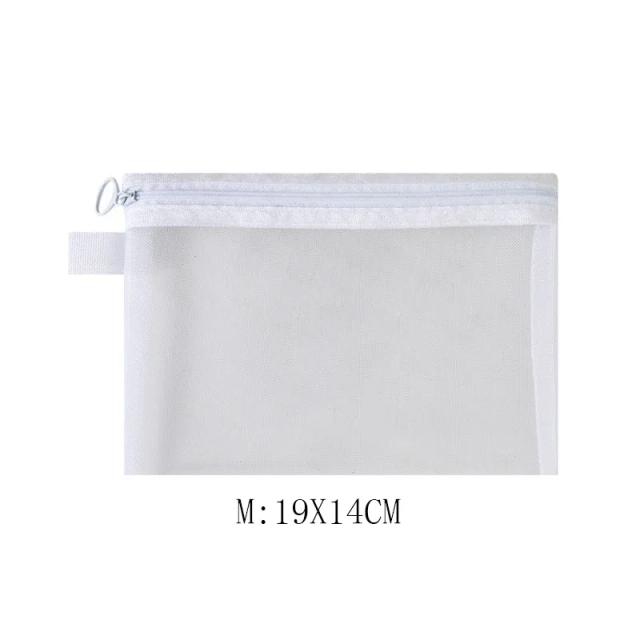 Organizador de Necessaire Bolsa Cosmética Maquiagem Transparente Malha com Zíper Feminino