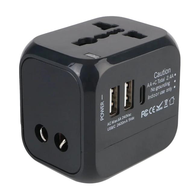 Adaptador de Carregador Universal Tudo-em-Um com 2 USB e 1 Tipo C