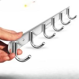 Ganchos de gancho de aço inoxidável, gancho para roupas de banheiro, suprimentos de cozinha, cabide sem perfuração - Image 1
