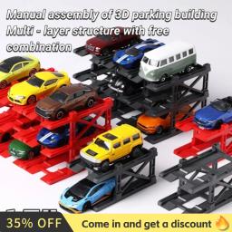 1/64 kit de modelo de construção de estacionamento 3d, montagem diy, estrutura de parque de carro multicamadas, suporte de exibição combinável gratuito para carro de brinquedo fundido - Image 5