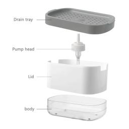 Dispensador de sabão caixa imprensa dispensador esfregando recipiente líquido cozinha banheiro automático detergente caixa espuma com suporte esponja - Image 4