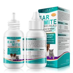 Tratamento com Aloe para Ácaros de Orelha em Animais de Estimação Remédio Mata Carrapatos Alivia Coceira Acalma as Orelhas com Aloe Pacote com 2 Garrafas para Cães e Gatos - Image 1
