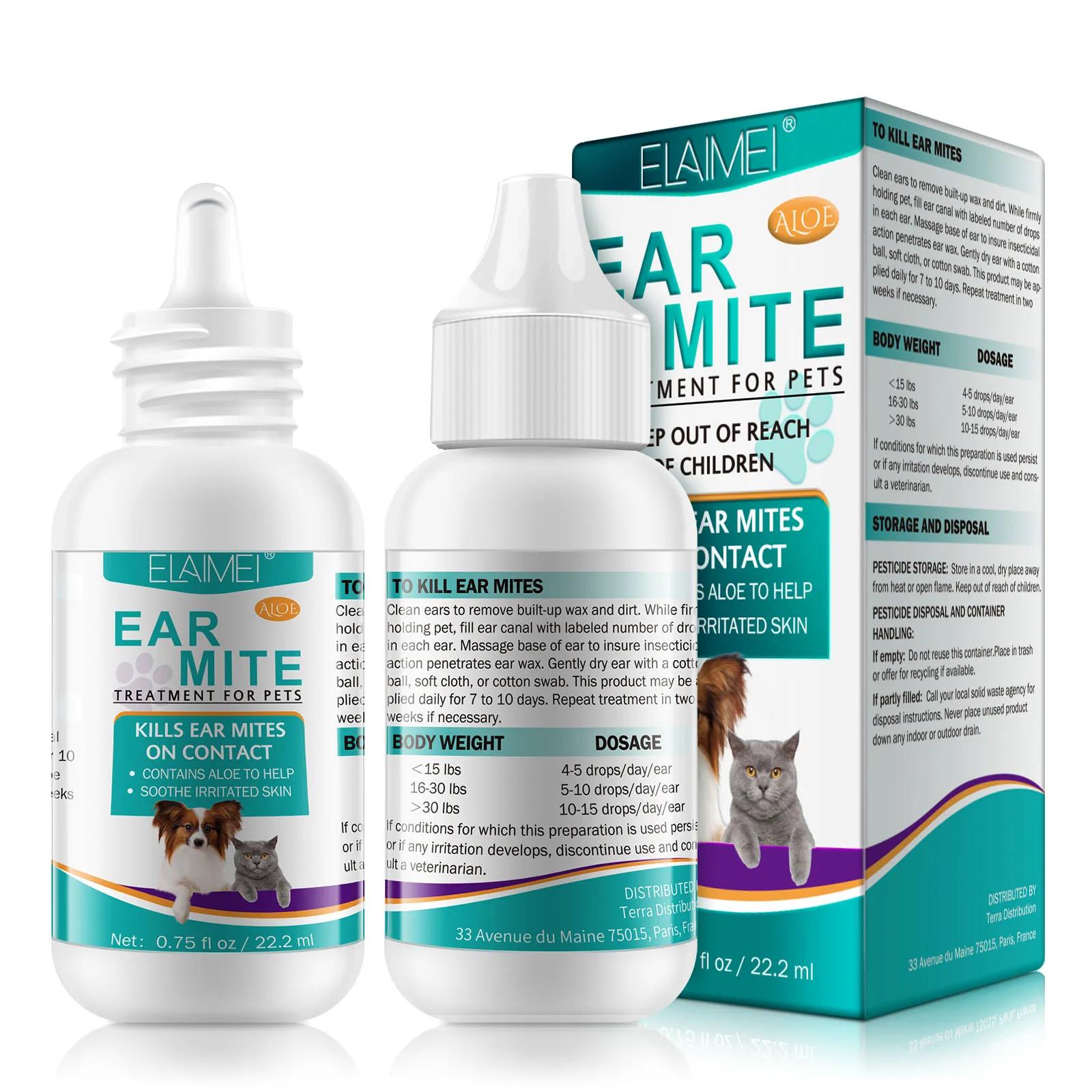 Tratamento com Aloe para Ácaros de Orelha em Animais de Estimação Remédio Mata Carrapatos Alivia Coceira Acalma as Orelhas com Aloe Pacote com 2 Garrafas para Cães e Gatos - Image 1