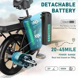 Bicicleta elétrica dobrável para adultos, E-Bike com bateria removível, bicicleta de pneu com gordura 16 × 3.0, motor 500W, 36V, 12Ah - Image 2