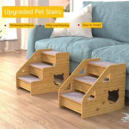 Escadas de madeira com rampa de segurança, escada de 3 degraus para cães e gatos, escada para camas altas e sofá, cães pequenos e velhos - Image 1