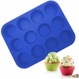 Forma de Silicone Antiaderente - 12 Cavidades para Muffins e Cupcakes - Image 1