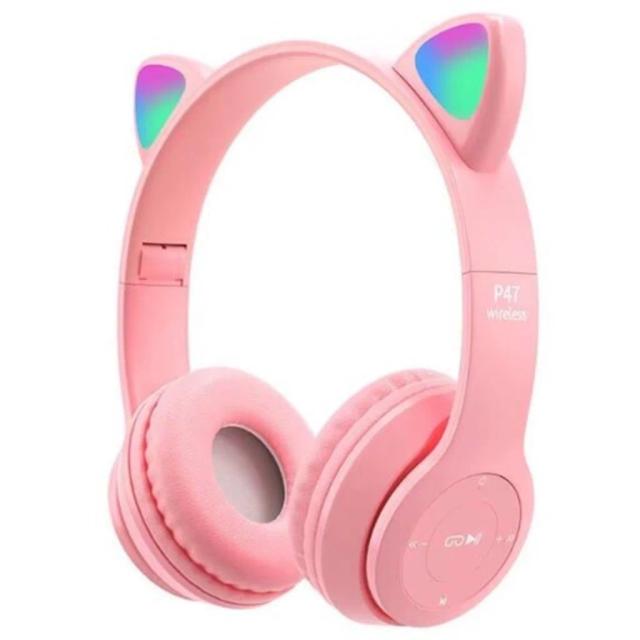 Auscultadores Bluetooth Cat Ear com LED RGB P47M - Headphone Sem Fio
