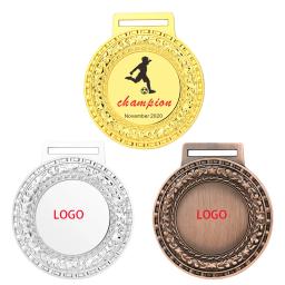 Fornecedor de fabricação personalizado medalhas de prêmio de esportes medalha em branco com fita de cor vencedor troféu medalha presente - Image 1