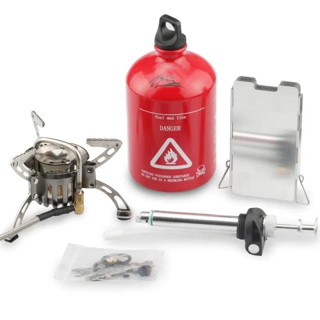Kit de Fogareiro Multicombustível para Camping, Trekking, Cicloviagem e Pesca