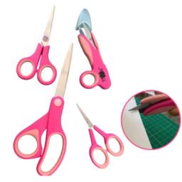 Conjunto com 4 Tesouras de costura Profissionais em aço inoxidável e cabo soft acessórios e ferramentas artesanato e costura - Image 1