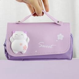 Estojo para Lápis Kawaii para Meninas, Saco De Armazenamento De Caneta de Grande Capacidade, Bolsa De Descompressão, Papelaria Criativa Coreana, Material Escolar, Bonito - Image 2