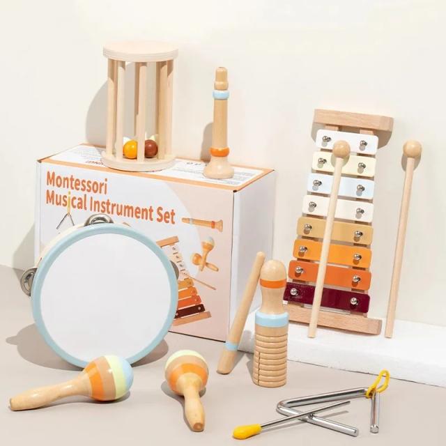 Brinquedos Montessori de Madeira: Conjunto de Xilofone e Instrumentos Musicais para Bebês e Crianças, Presentes Educativos para Pré-Escola