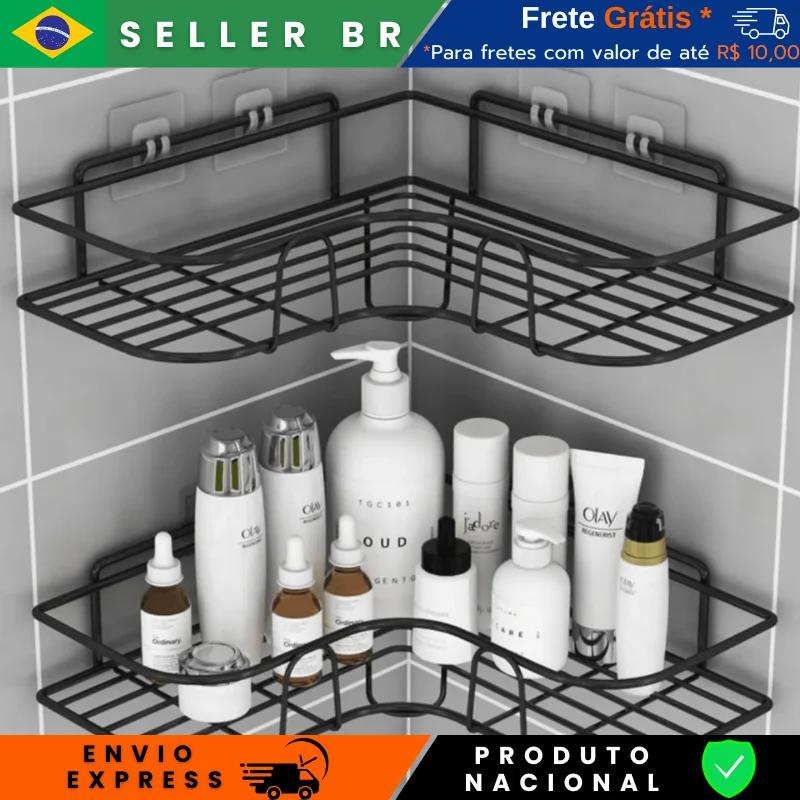 Kit 2 Prateleiras Organizadora de Alumínio Suporte Retangular Adesivo de Parede Para Banheiro Creme Sabonete Banho Cozinha Rack - Image 1