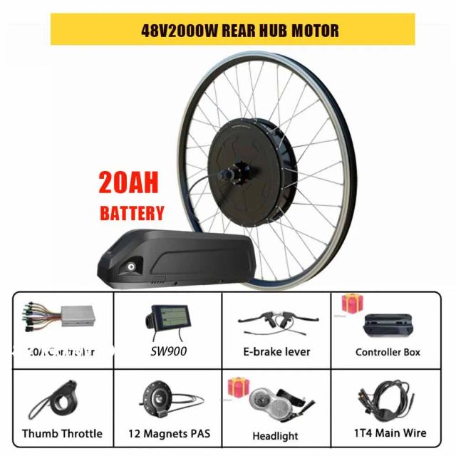 Conversão de Bicicletas Elétricas para Adultos com Motor Traseiro e Velocidade Máxima de 50 km/h - Kits de 48V e 1500W/2000W para Bicicletas de Montanha