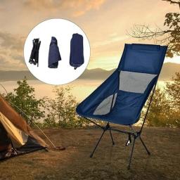 Cadeira Dobrável Portátil Para Camping Pano Oxford Com Saco Para Armazenamento E Acampamento Nas Cores Preto ou Azul - Image 5