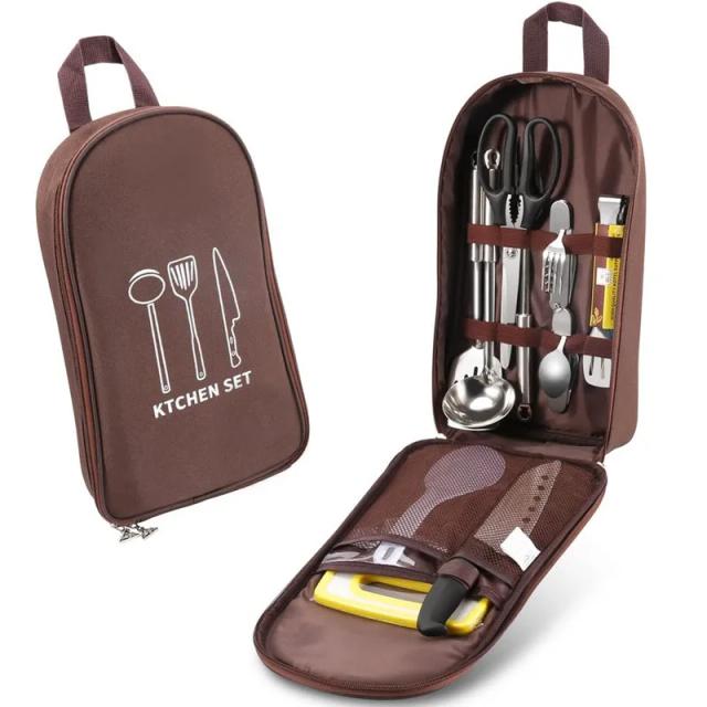 Conjunto Portátil de Armazenamento para Panelas e Utensílios de Camping e Piquenique
