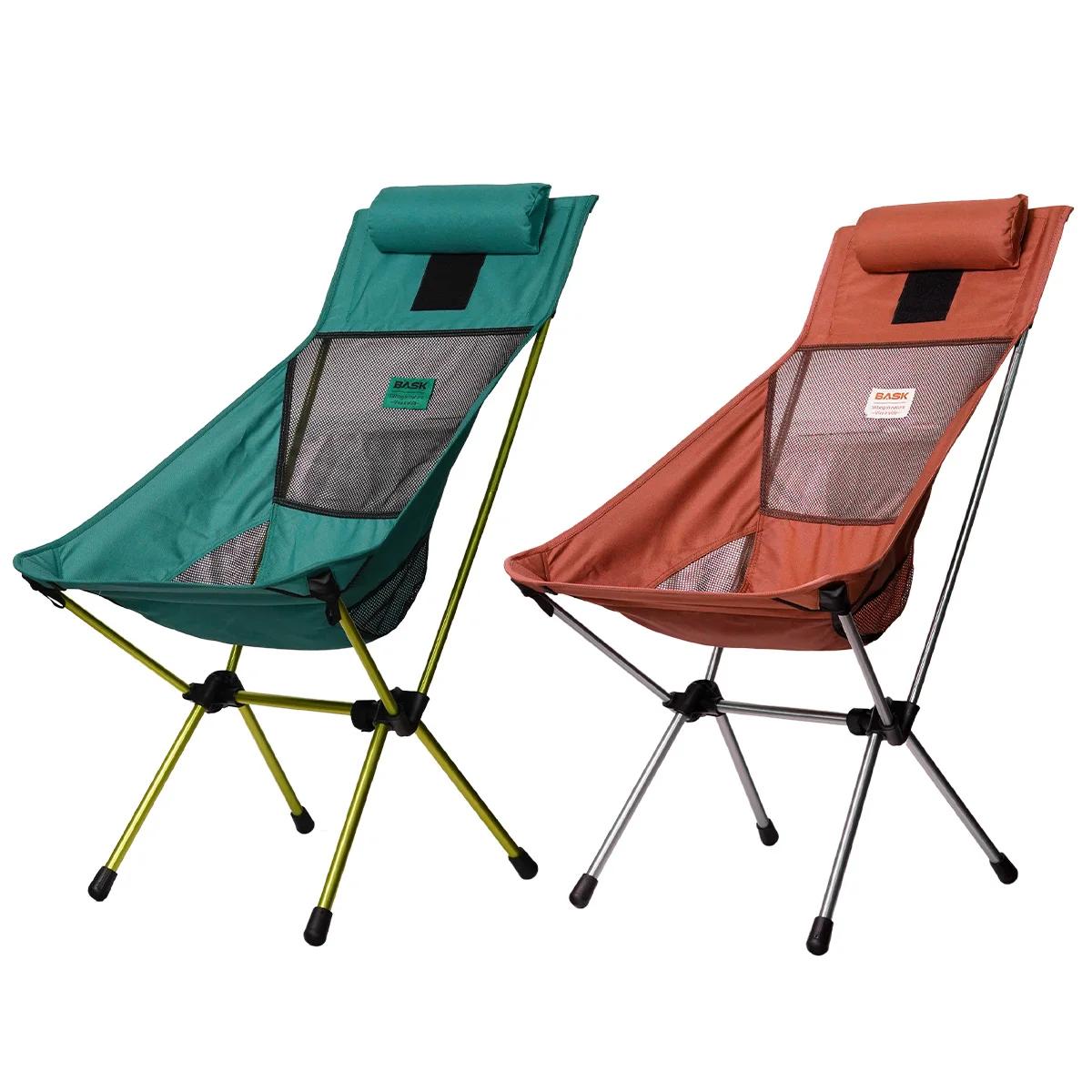 Cadeira Articulada Grande Dobrável  Em Alumínio Ultraleve Costas Altas Travesseiro Ar Livre Camping Bask 150kg - Image 1
