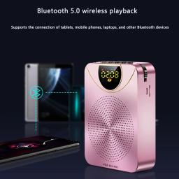 Relógio sem fio megafone amplificador de voz portátil professor guia microfone alto-falante 5w suporte tf cartão u conexão disco - Image 2