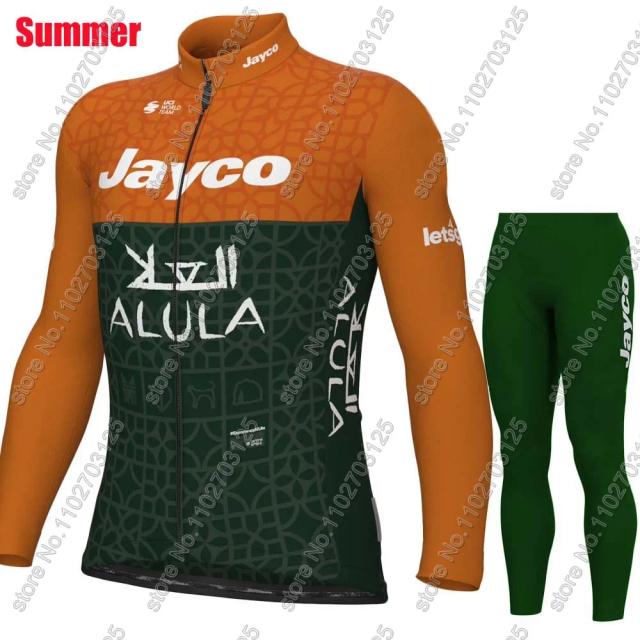 Conjunto de Jersey e Calças de Ciclismo Jayco Alula Verde 2024 para Verão na Austrália