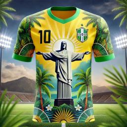 Brasil edição especial camisa de futebol para homens e mulheres, roupas esportivas ao ar livre, camisola respirável casual, verão, 2024 - Image 1