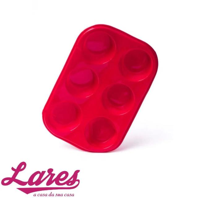 Forma de silicone antiaderente para muffins e cupcakes com 6 cavidades em cores variadas