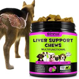 Mastigáveis de Suporte Hepático para Cães com Cardo Mariano, Cúrcuma, Colina, Saúde do Fígado, Desintoxicação Natural, Sistema Imunológico para Todas as Raças com Sabor de Carne - Image 1