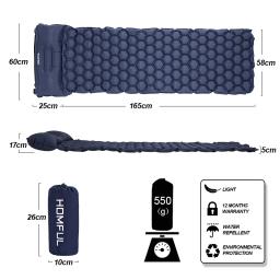 Camping mat dormir almofada de acampamento ao ar livre com travesseiro colchão de ar almofada inflável enchimento rápido à prova de umidade à prova de água - Image 2