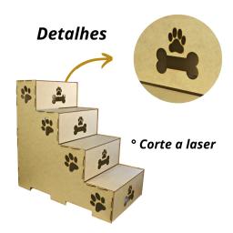 Escada De Pet Feita Em Madeira 100% MDF Natural Para Cachorro E Gato 60cm De Altura 4 Degraus - Image 3