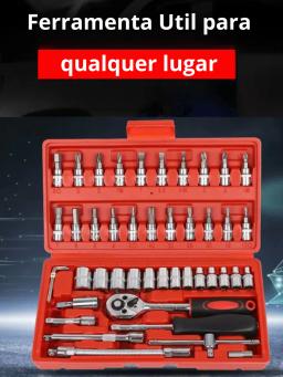 SKYTUR NOVIDADE Maleta Conjunto Caixa de Ferramentas 46 Peças Soquetes Chaves Hexagonais Encaixes - ENVIO IMEDIATO - Image 4