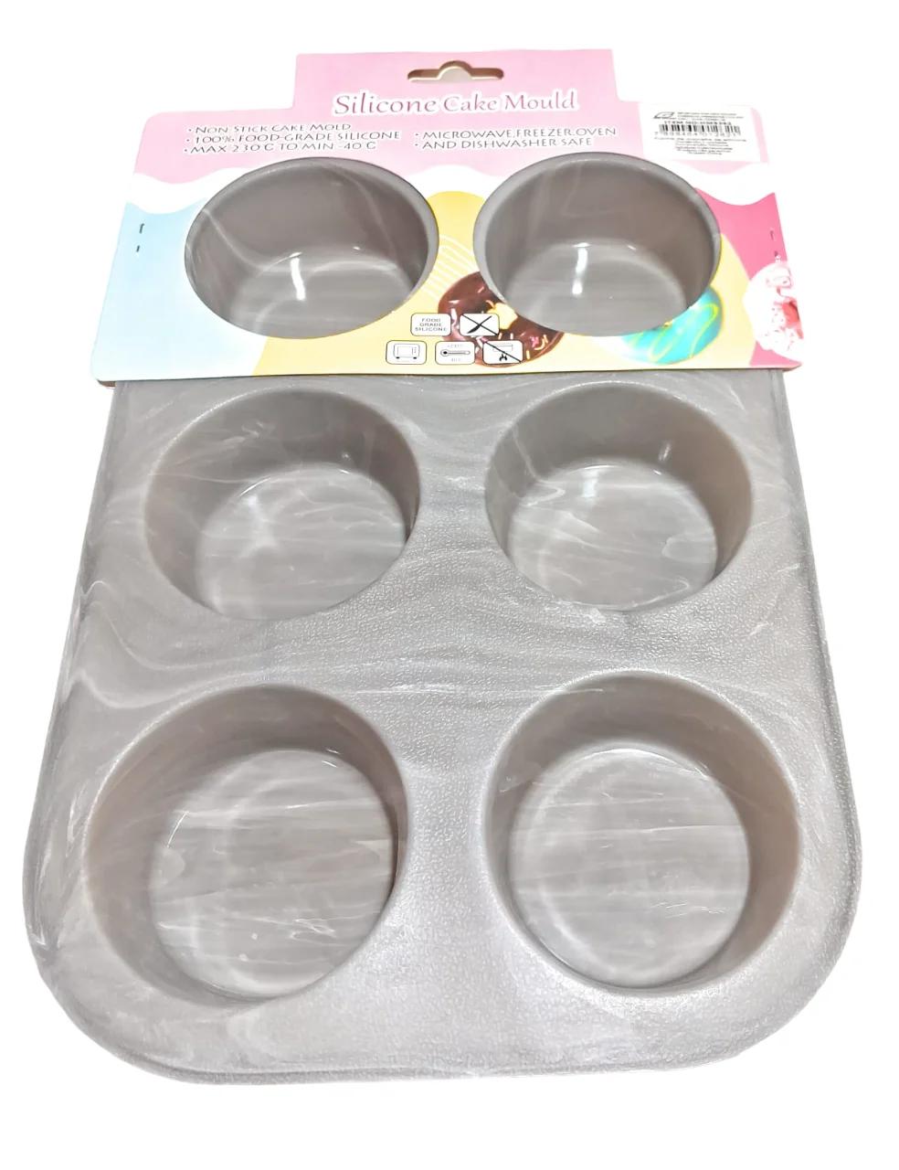 Forma De Silicone Muffin Cupcake Doces, 6 Cidades, Bolos Marmorizado Cinza - Image 1