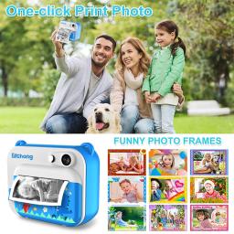 Câmera fotográfica instantânea com impressora térmica para crianças, câmera fotográfica digital, vídeo 1080p, presente de aniversário das crianças, DIY - Image 3