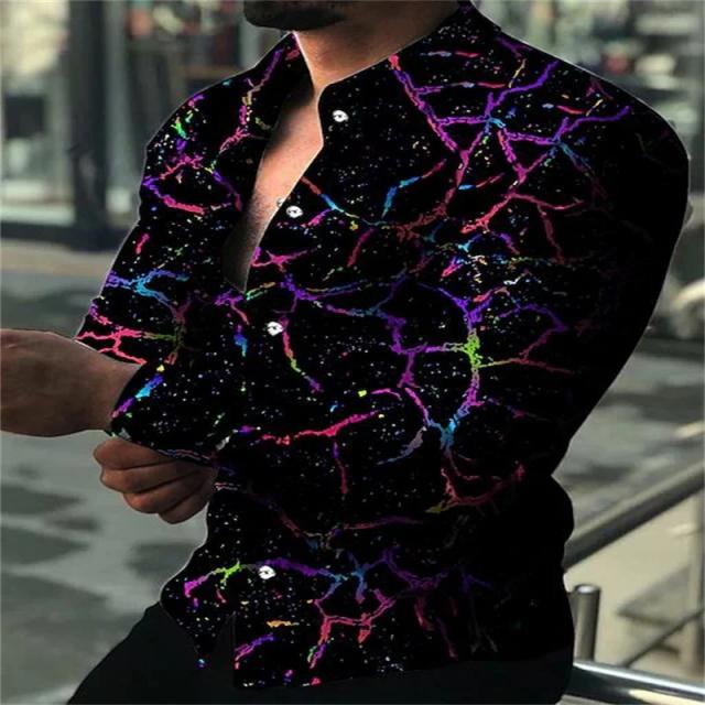Camisa Manga Comprida Masculina Estilo Bloco Colorido: Roupas Esportivas Confortáveis para Moda de Rua 2023
