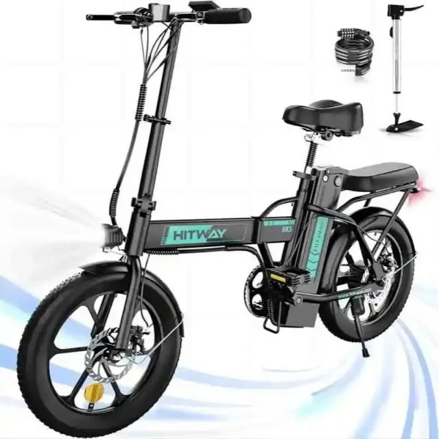 Bicicleta Elétrica Dobrável para Adultos com Motor de 500W, Bateria Removível e Pneus de Gordura 16 x 3.0