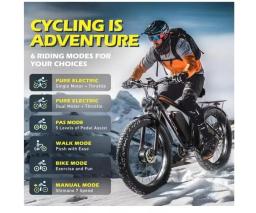 Bicicleta elétrica para adultos, motor duplo E-Bikes, pneu gordo 26x4.0, todo o terreno, pico 2000W, 2500W, 23Ah, 35MPH, novo, 2024 - Image 5