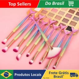 Kit 10pçs de pincéis de maquiagem sereia conjunto profissional - Image 1