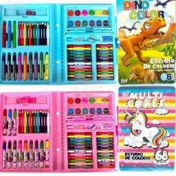 24/48/68/86/150 pçs Estojo Maleta Pintura Infantil Lápis Cores Giz Canetinhas e Diversos Tamanhos Desenhos Para Colorir - Image 3