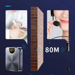 Relógio sem fio megafone amplificador de voz portátil professor guia microfone alto-falante 5w suporte tf cartão u conexão disco - Image 6