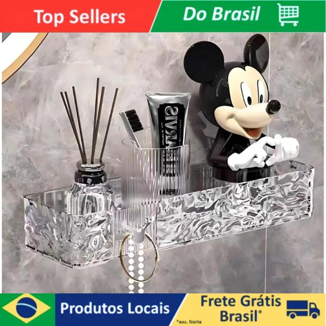 Suporte Organizador de Banheiro para Shampoo e Cremes com Adesivo - Prateleira Acrílica Sem Furos