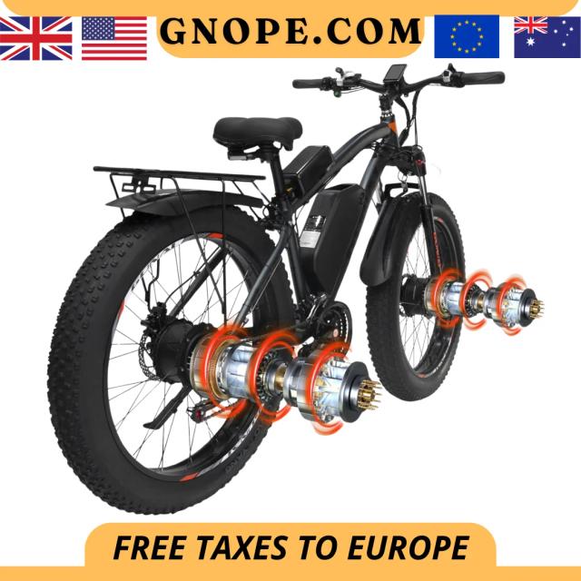 GUNAI-Bicicletas elétricas de motor duplo para adultos, Ebike com pneu gordo, 26in, 21 velocidades, 48V, bateria 23AH, 21 velocidades, estoque da UE, 2000W