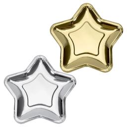 Placa descartável de papel estrela de cinco pontas, ouro e cor prata, talheres, chuveiro de bebê, aniversário, casamento, Natal Fontes do partido, 10pcs - Image 4