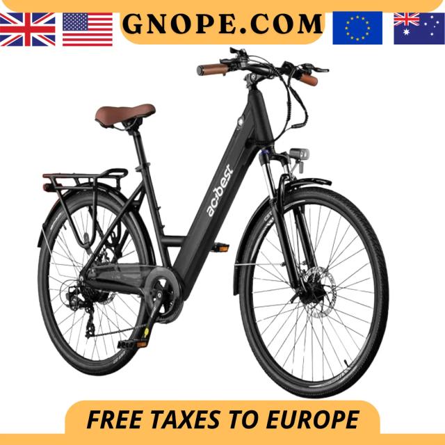 Bicicleta elétrica com motor sem escova, Cityrun Ebike, E-Bikes, 7 velocidades, 26 in, Step Thru, até 50 milhas, Peak 750W