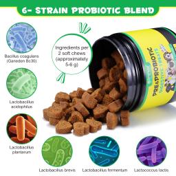 Suporte Pré e Probiótico para Cães Saúde Intestinal Coceira na Pele Alergias Equilíbrio de Levedura Imunidade Enzimas Digestivas de Abóbora com Sabor a Pato - Image 2