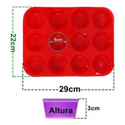 Forma de Silicone Antiaderente - 12 Cavidades para Muffins e Cupcakes - Image 3