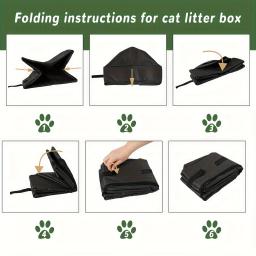 Caixa dobrável portátil do gato, bandeja de lixo para animais de viagem, banheiro durável do gato com alças de transporte - Image 5