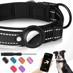 Coleira Refletiva com AirTag, Coleira Acolchoada com Apple AirTag para Cães, Coleira para Cachorro com Estojo para AirTag, Acessório para AirTag para Cachorros - Image 1
