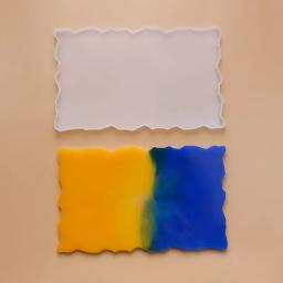 Dm253 borda de onda irregular resina epóxi ágata bandeja servindo placa moldes de silicone para exibição de placa de jóias bugigangas fazendo suprimentos - Image 3